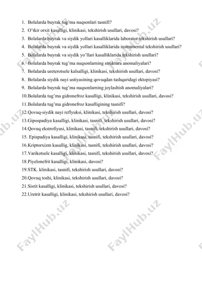 bolalarda buyrak tug’ma nuqsonlari tasnifi — DOCX