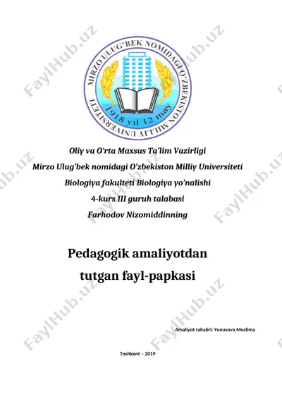 pedagogik amaliyotdan tutgan fayl-papkasi — DOCX