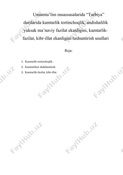 kamtarlik va fazilat — DOCX