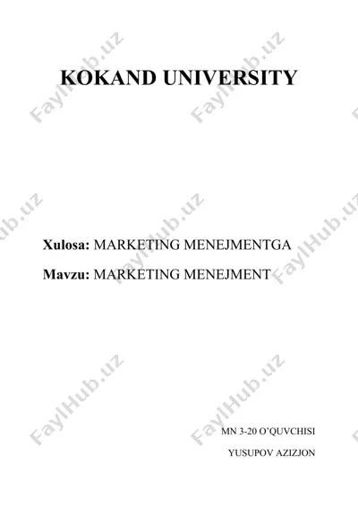 marketing menejmentga o'rgatuvchi materiallar — DOCX
