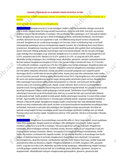 zaharli o’simliklar va ularning inson hayotiga ta’siri — DOCX