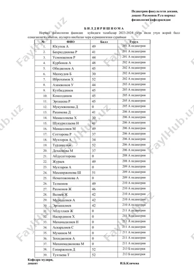 normal fiziologiya fanidan talabalar uchun birnima — DOCX