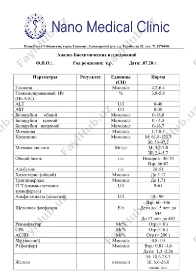анализ биохимических исследований — DOCX