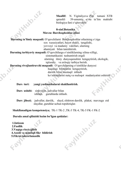 burchoqdoshlar oilasi — DOCX