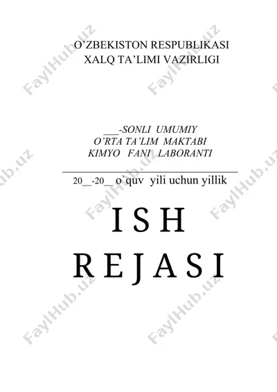 kimyo fan laboratoriya rejasini to'ldirish — DOCX