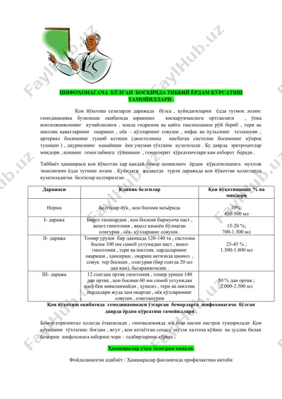 tibbiy yordam kўrsatish tamoyillari — DOCX