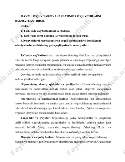 o‘quvchilarni rag‘batlantirish — DOCX