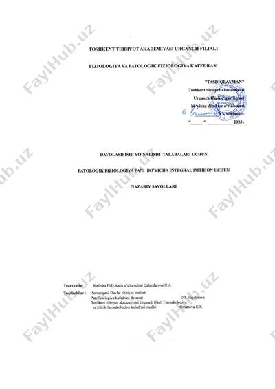patofiziologiya va tibbiyot — DOCX