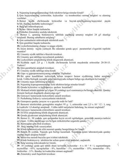 tahlil tekshiruvi va diagnostika — DOCX