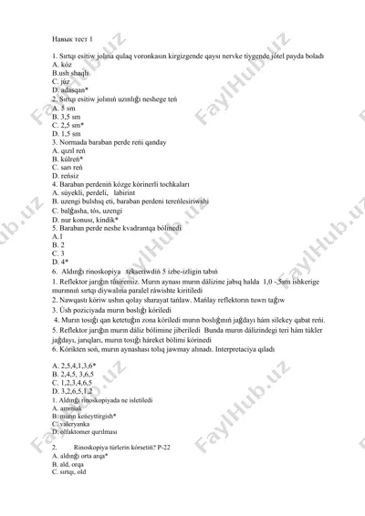 sırtqı esitiw jolı haqida test savollari — DOCX