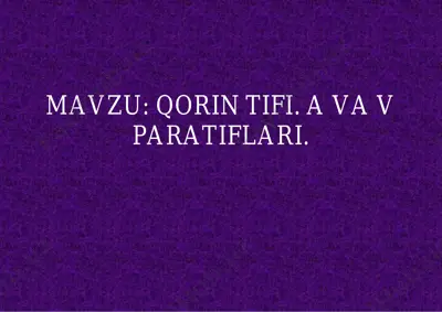 tif-paratif kasalliklari to'g'risida tushuncha — PDF