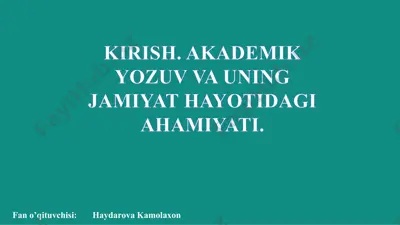 akademik yozuv va uning jamiyat hayotidagi ahmiyati — PDF