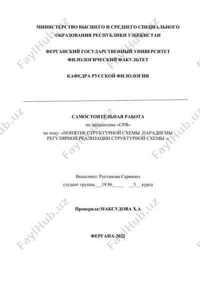 понятие структурной схемы ,парадигмы регулярной реализации структурной схемы — DOC
