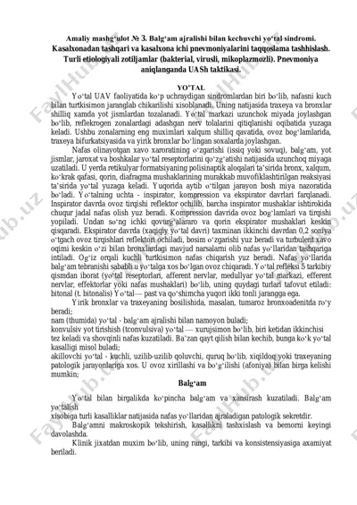 amaliy mashg‘ulot № 3. balg‘am ajralishi bilan kechuvchi yo‘tal sindromi. — PDF