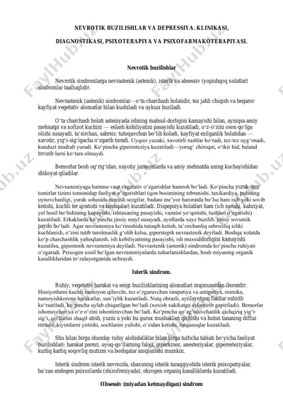 nevrotik buzilishlar va depressiya. klinikasi, diagnostikasi, psixoterapiya va psixofarmakoterapiyasi — PDF