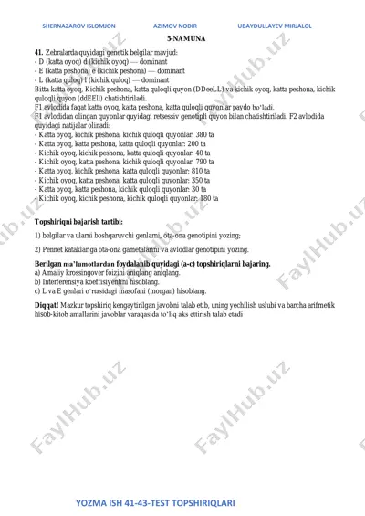 genetik belgilar va quyonlar — PDF