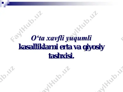 o‘ta xavfli yuqumli kasalliklarni erta va qiyosiy kasalliklarni erta va qiyosiy tashxisi. — PDF