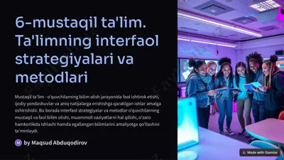 mustaqil ta'lim. ta'limning interfaol strategiyalari va metodlari — PDF