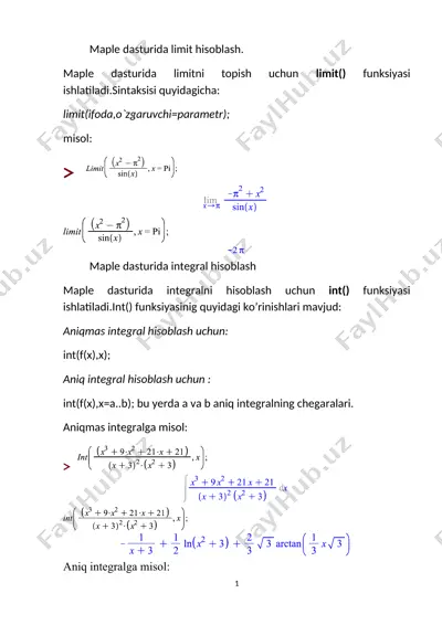 maple dasturida limit hisoblash — DOCX
