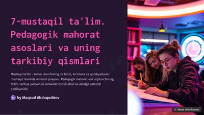 mustaqil ta'limning pedagogik mahorati — PDF