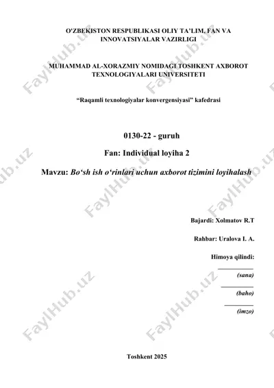 bo‘sh ish o‘rinlari uchun induvidial loyiha — DOCX