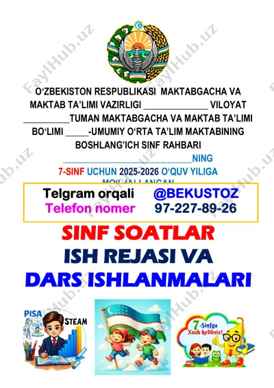 sinf soatlar ish rejasi va dars ishlanmalari — PDF
