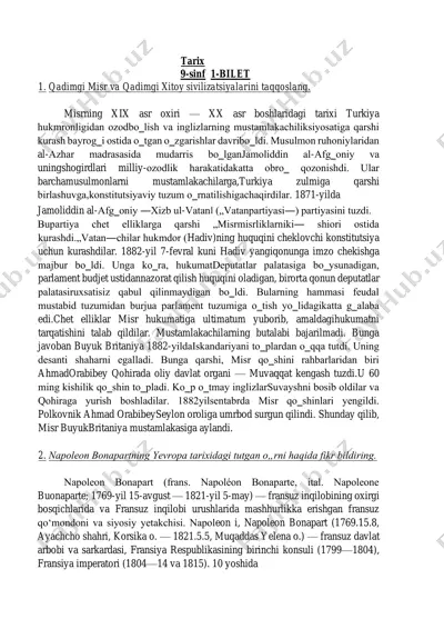 qadimgi misr va qadimgi xitoy sivilizatsiyalarini taqqoslang — PDF