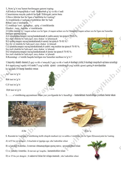biologiya fanini o'qitish uchun topshiriqlar — PDF