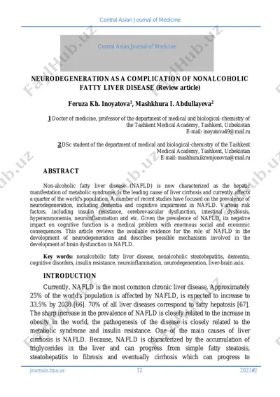neurodegeneration as a complication of nonalcoholic fatty liver disease (review article) — PDF