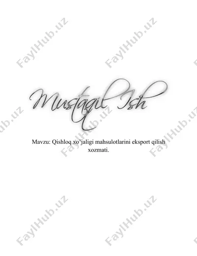 qishloq xo’jaligi mahsulotlarini eksport qilish xizmati — DOCX