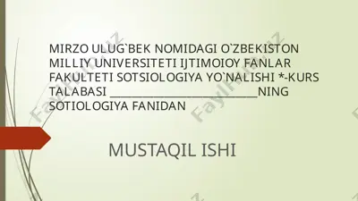 qirg`iziston davlatida sotsiologiya fanining rivojlanish boshqichlari — PPTX