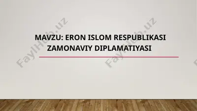 eron islom respublikasi zamonaviy diplomatiyasi — PPTX