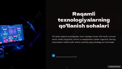 raqamli texnologiyalarning qo'llanish sohalari — PPTX