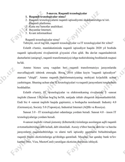 raqamli texnologiyalar — DOCX