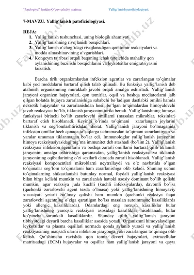 yallig‘lanish patofiziologiyasi — DOCX