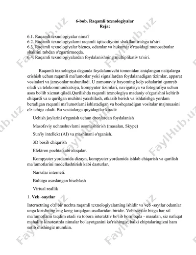 raqamli texnologiyalar — DOCX