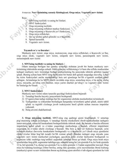 nerv tizimining xususiy fiziologiyasi — DOCX