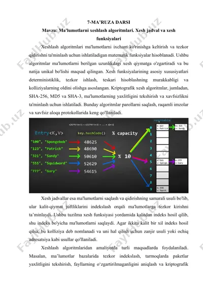 xeshlash algoritmlari — DOCX
