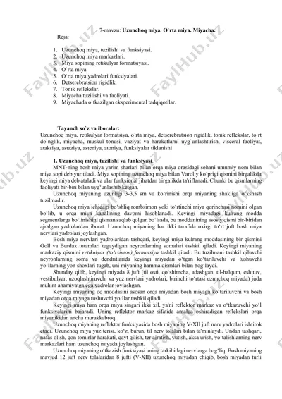 uzunchoq miya va miyachalar — DOCX