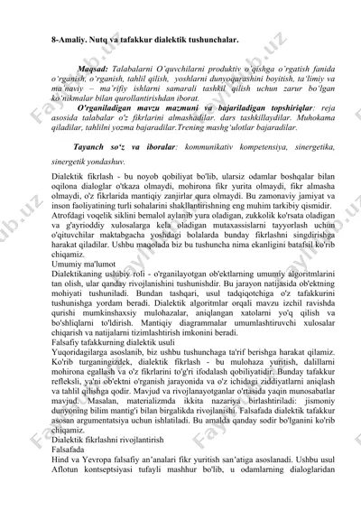 nutq va tafakkur dialektik tushunchalar — DOCX