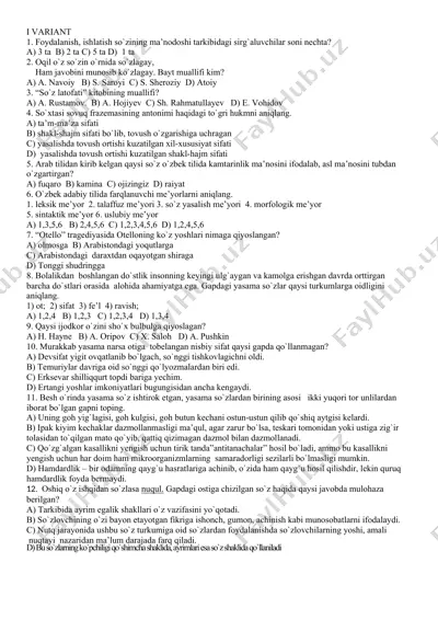 test savolnomasi — DOCX