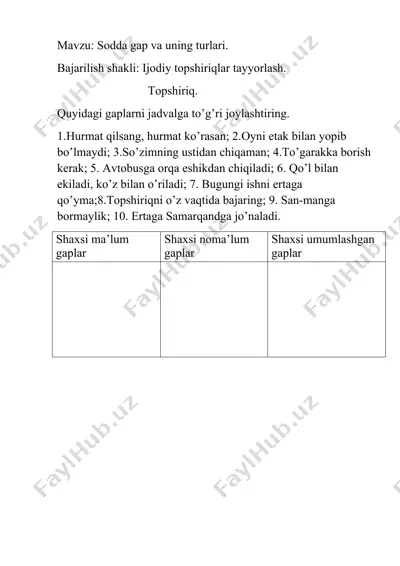 sodda gap va uning turlari — DOCX