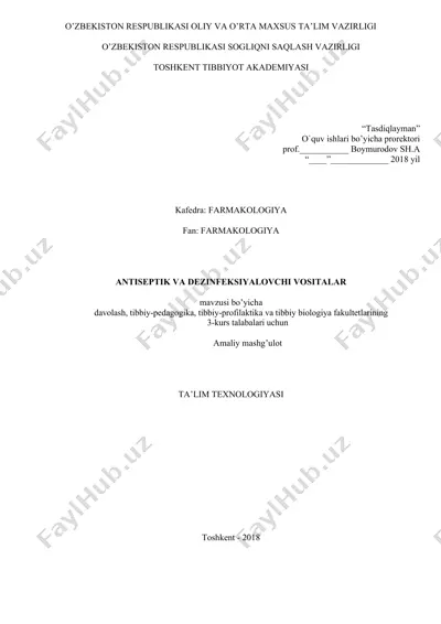 antiseptik va dezinfeksiyalovchi vositalar — DOCX