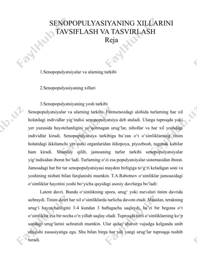 senopopulyatsiyaning xillarini tavsiflash va tasvirlash — DOCX