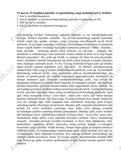 o‘zbekiston iqtisodiy rivojlanishining yangi modelida sun’iy intellekt — DOCX