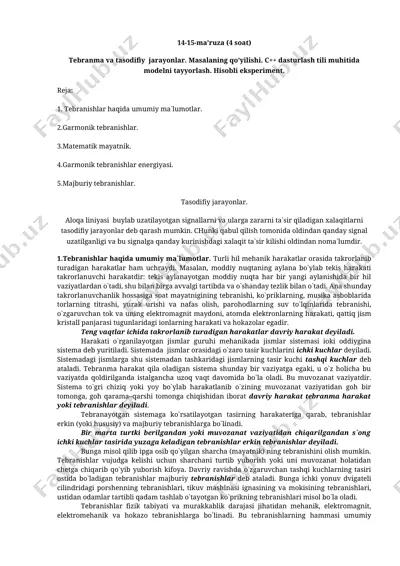 tebranma va tasodifiy jarayonlar — DOCX