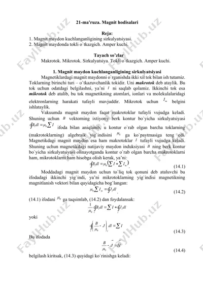 magnit hodisalari — DOCX