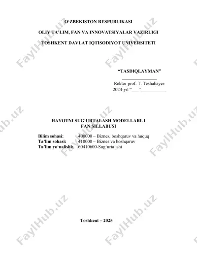 hayotni sug‘urtalash modellari-1 fan sillabusi — DOCX