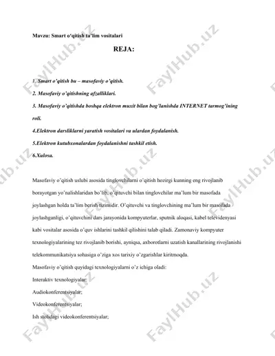smart oʻqitish taʼlim vositalari — DOCX