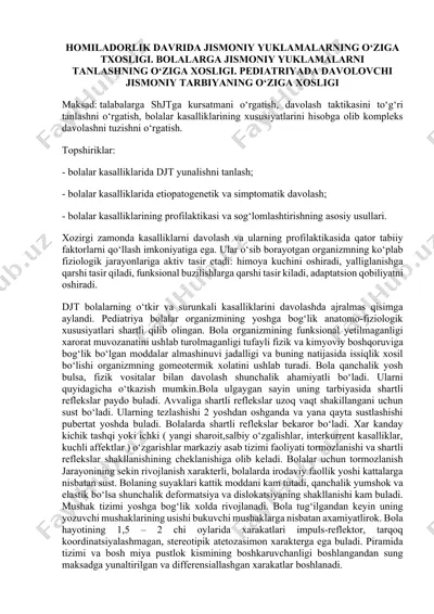 homiladorlik davrida jismoniy yuklamalarning o‘ziga xosligi — DOCX